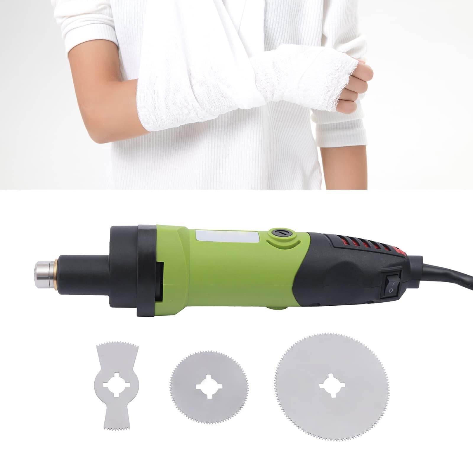 Cortador de yeso médico eléctrico de 12500 rpm con 3 hojas de sierra, 6 velocidades ajustables, herramienta ortopédica de extracción de yeso con caja de aluminio para hospital y clínica