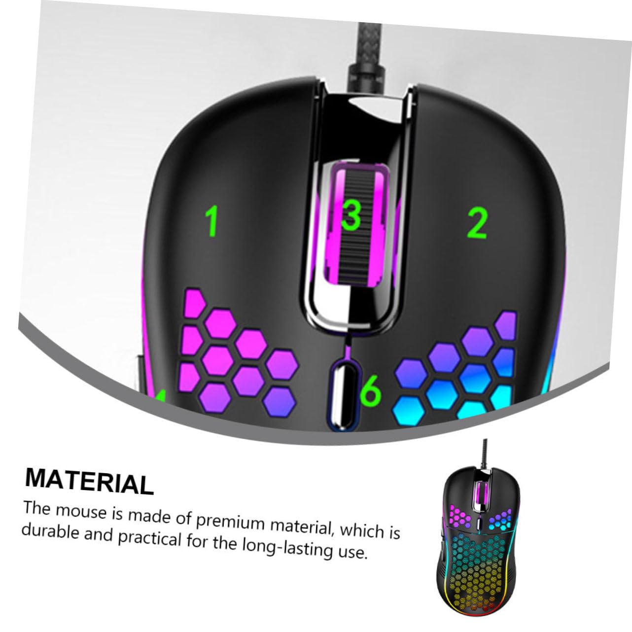 Ciieeo 3pezzi Mouse Gaming Usb Ergonomico Con Design Hollow-out Alta Durabilità e Look Elegante Compatibile Con Laptop e Computer Desktop Nero