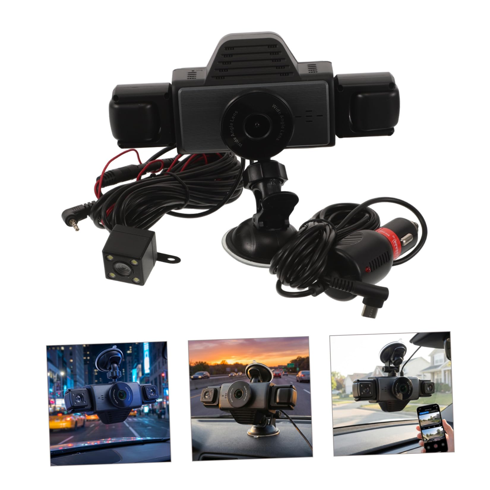 Videoregistratore Auto a Cinque Vie 2k in Abs Nero con Wifi