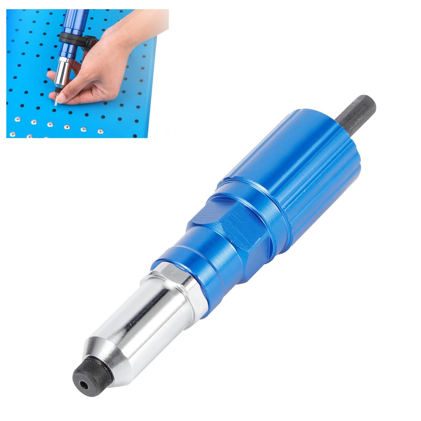 FLEXMAN Adapter Pistoletu do Nitowania, Adapter Pistoletu Nitowania Wiertarki Elektrycznej, Ergonomiczny Zestaw Adaptera Nitownicy Z Kluczem, Nasadka Nitowania Prac Domowych DIY