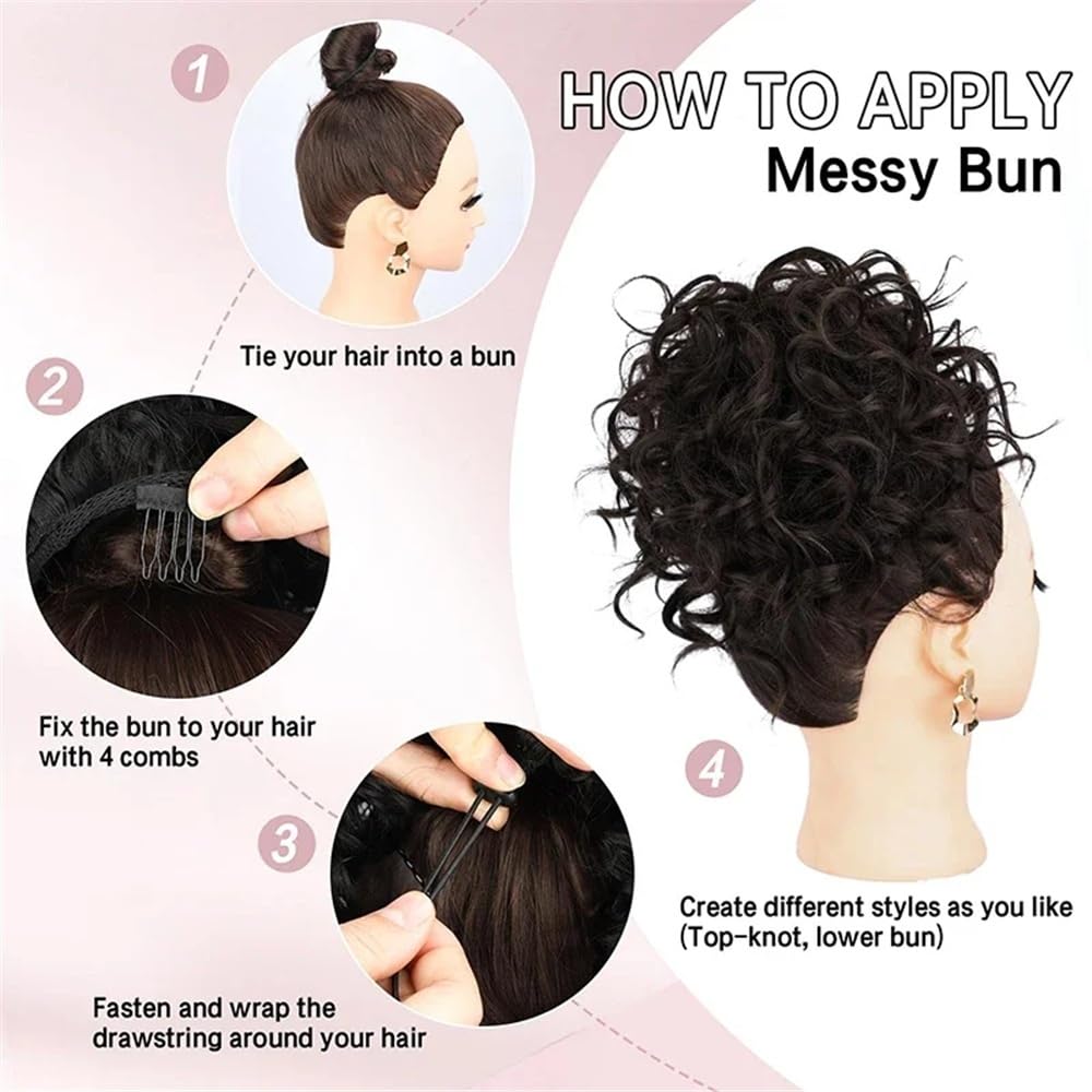 sztuczne włosy kok Messy Bun Hair Pieces dla kobiet Syntetyczny kręcony kucyk ze ściągaczem Updo Hair Piece Akcesoria do włosów(4-30)