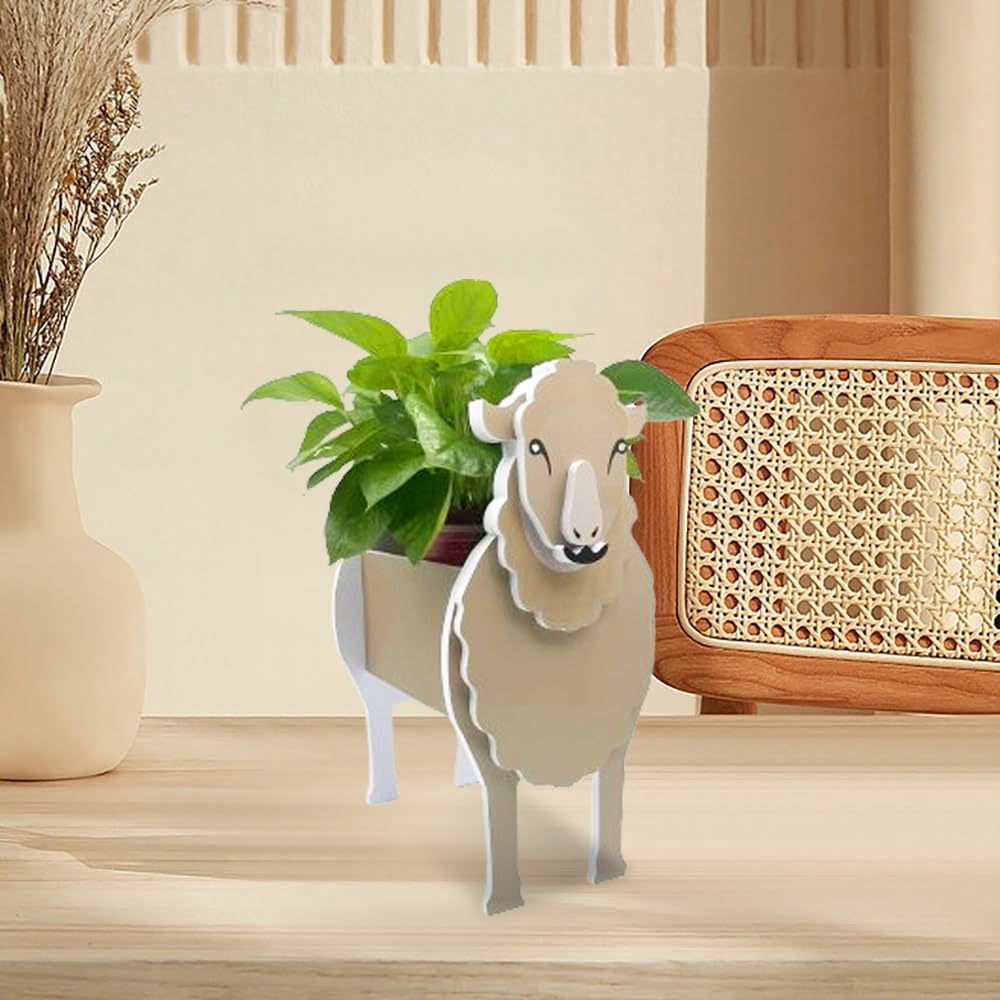 Mini Pot De Fleurs En Céramique Forme Mouton Sur Pieds - Déco Intérieure, Pour Cactus Et Petites Plantes - 12