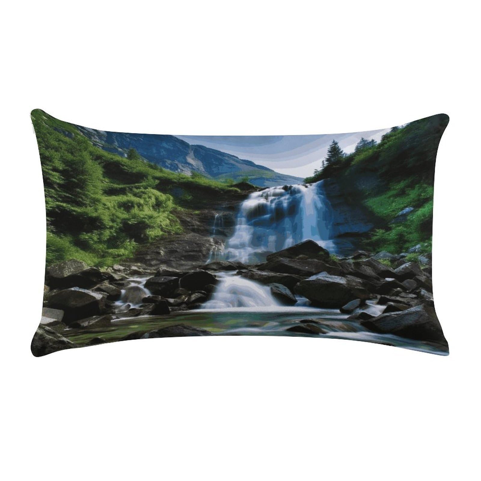 Wsoihfec Style Scenic Mountain Waterfallcushion Case Throw Pillow Cover