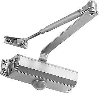 KRUMAD Automatischer Türschließer für Innentüren, hydraulischer Türschließer aus Aluminiumguss, leiser Türschließer für Zimmertür und Haustür, einstellbare Schließgeschwindigkeit, Silber