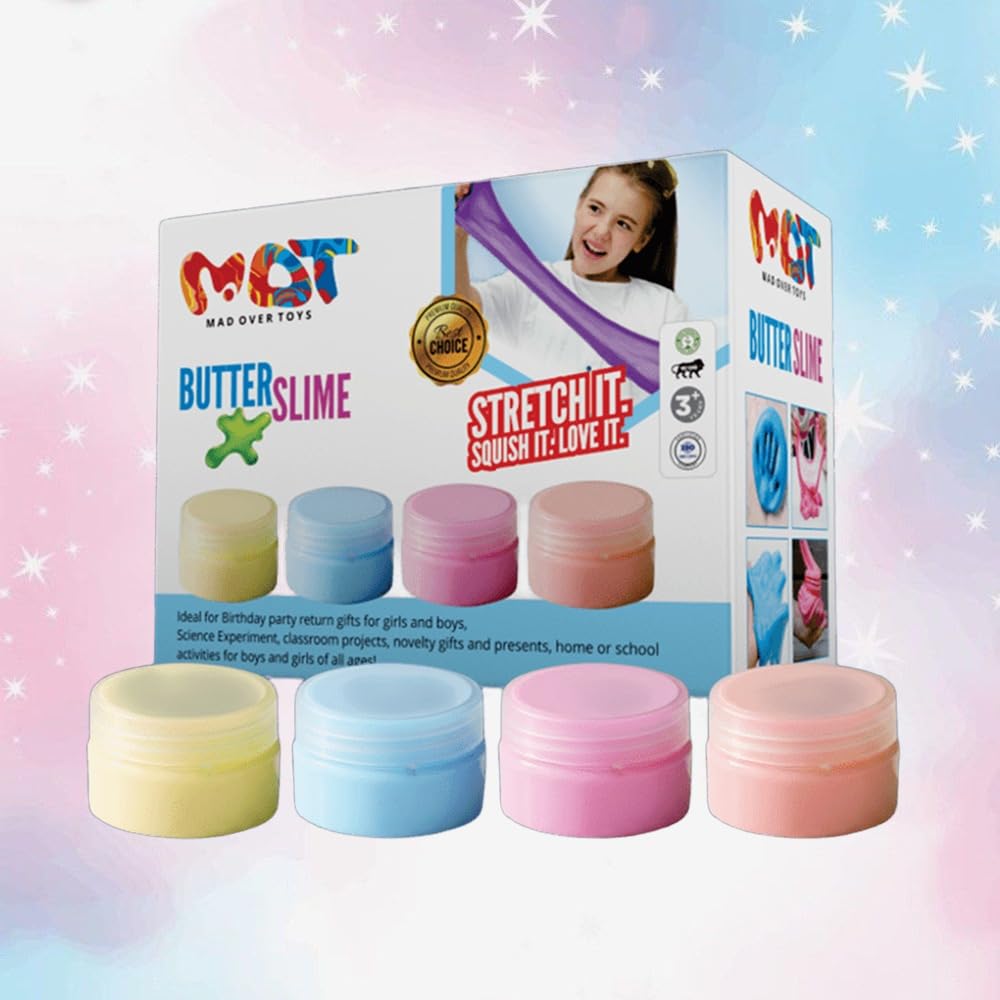 Butter Slime for Kids|Super Soft, Stretchy & Non-Sticky Sensory Clay Slime|DIY Stress Relief Creative Toy for Boys & Girls 3+ Years| Birthday Return Gift & Party Favor (Pack of 4)-picture-26