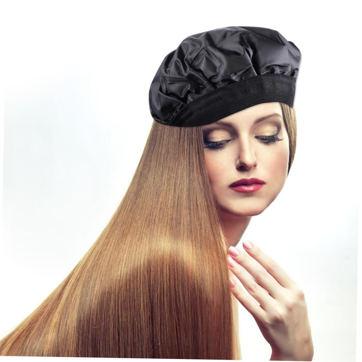 Didiseaon Gorro Calefactor Inalámbrico Cabello Negro Gel y Tela, Distribución Uniforme del Color, Adecuado para Uso en Casa y Salones Profesionales