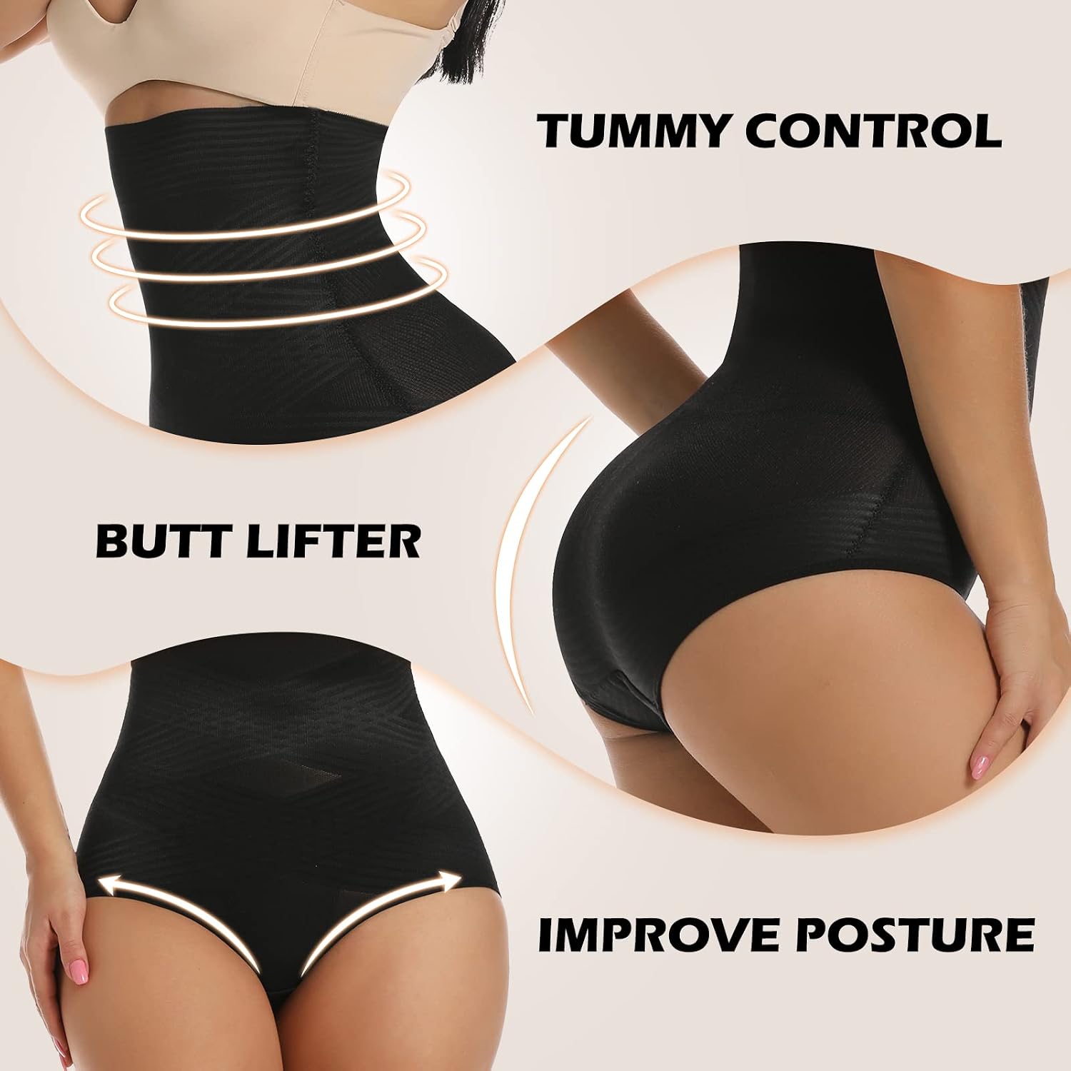 SHAPERIN High Waisted Shaper Panty for Women, Tummy Control Panty Belly Slimming Body Shaperwear Underwear Brief