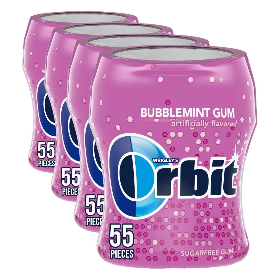 ORBIT Bubblemint Sugar Free Chewing Gum Bulk Pack, 55 Piece Bottles (Pack of 4)