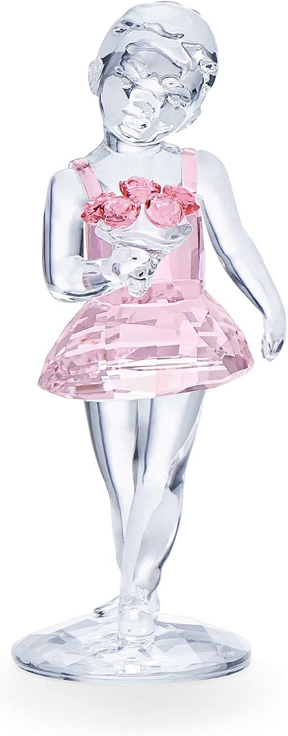 Swarovski Dancers Young Ballerina, Pink, and Clear Crystal Figurine, Part of The Dancers Collection