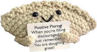 Positive Crochet Ravioli with Legs Cute Emotional Support Nuggets with Motivational Card Cheer Up Gift for Friend Teacher Coworker AUTU-081931-Pierogi