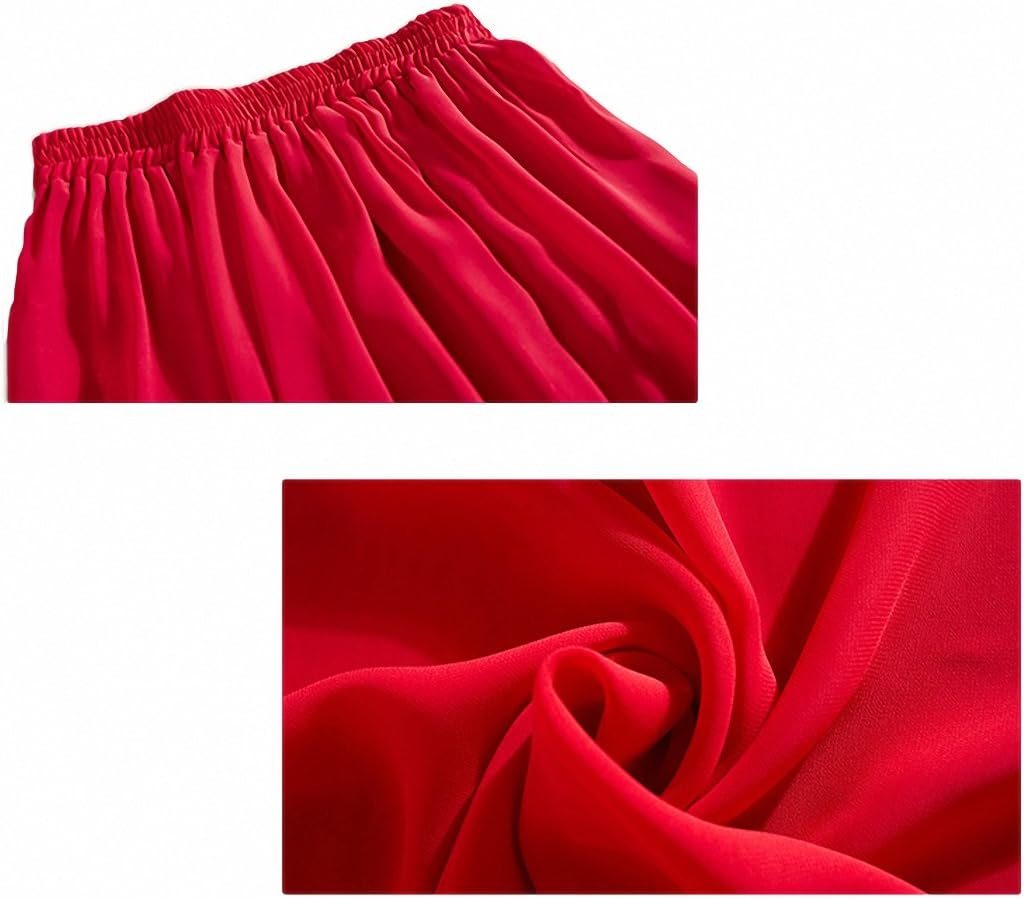 Afibi Womens Chiffon Retro Long Maxi Skirt Beach Ankle Length Skirt - Image 4