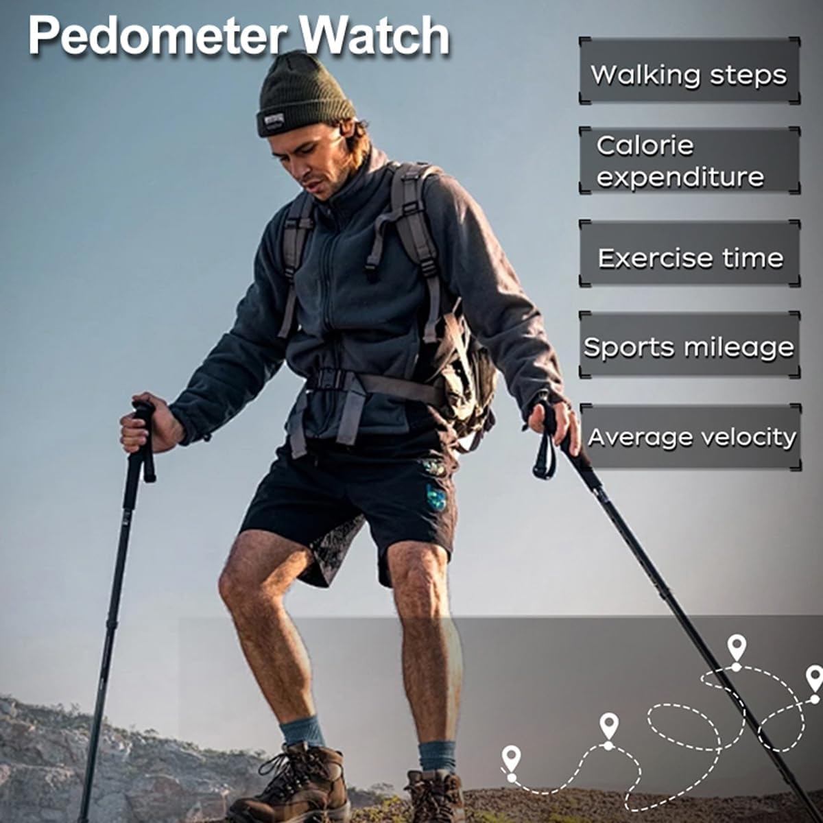 findtime Montre numérique pour homme avec podomètre, compteur de pas, boussole militaire, étanche, montre de sport, compteur de calories, montre de course à pied, chronomètre, compte à rebours