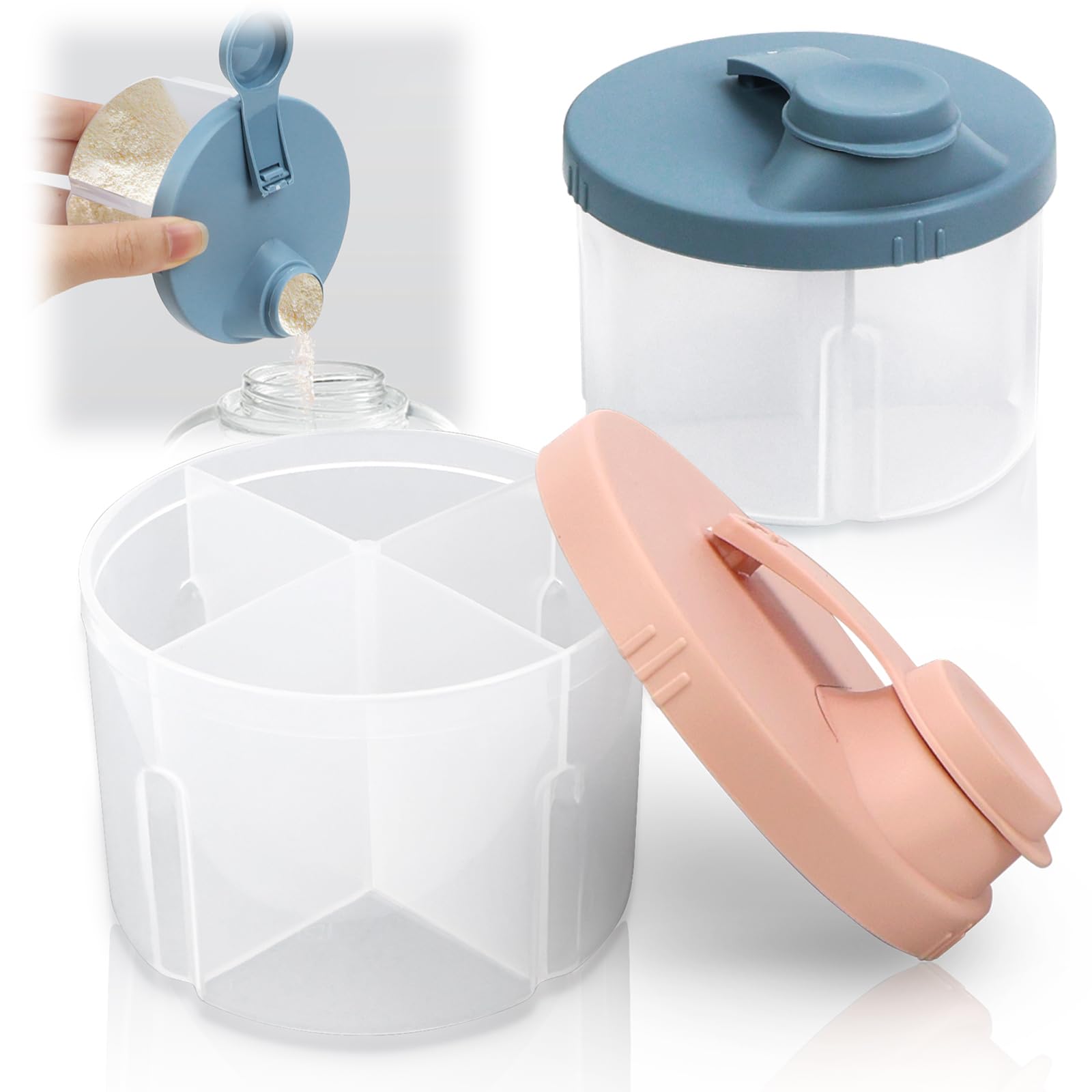 KXVXXV Unterwegs Milchpulver Portionierer Baby, 2 Stück Tragbarer Milchpulver Aufbewahrungsbox, Milchpulver Box Drehbarer Milchpulver Behälter Baby-Milchpulverspender