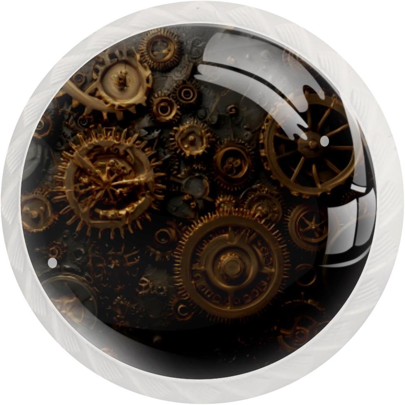 Black Steampunk Gears Background (7) Decorative Cabinet Knobs, Crystal Glass Drawer Pulls with Screws for Kitchen Bathroom Dresser Cupboard Wardrobe
