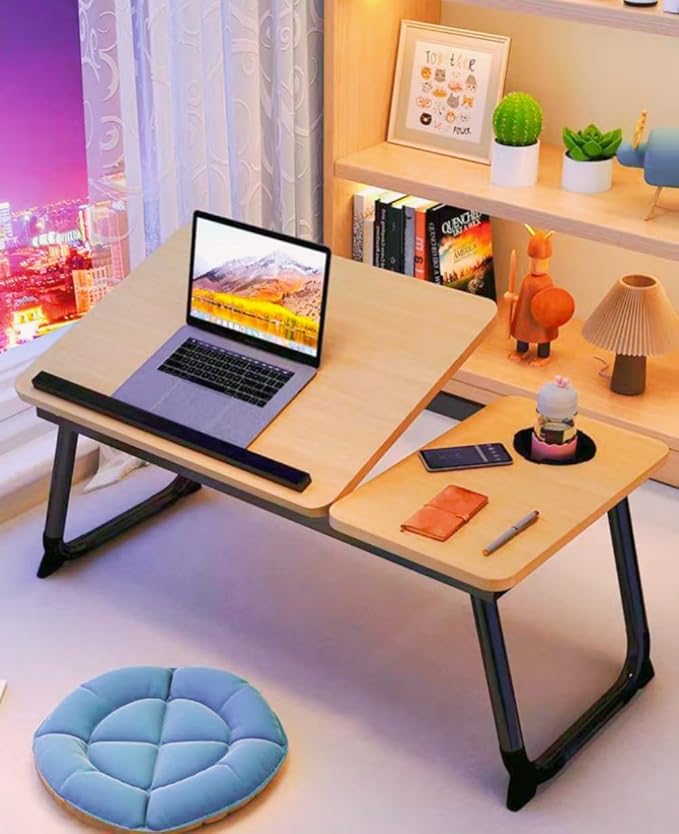 Mesa ajustable para cama portátil con soporte para laptop y posavasos miniatura 2