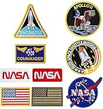 9Pcs NASA Patches ,Embroidered Iron On or Sew On Space Patches,Apoll Patches,Space Shuttle...