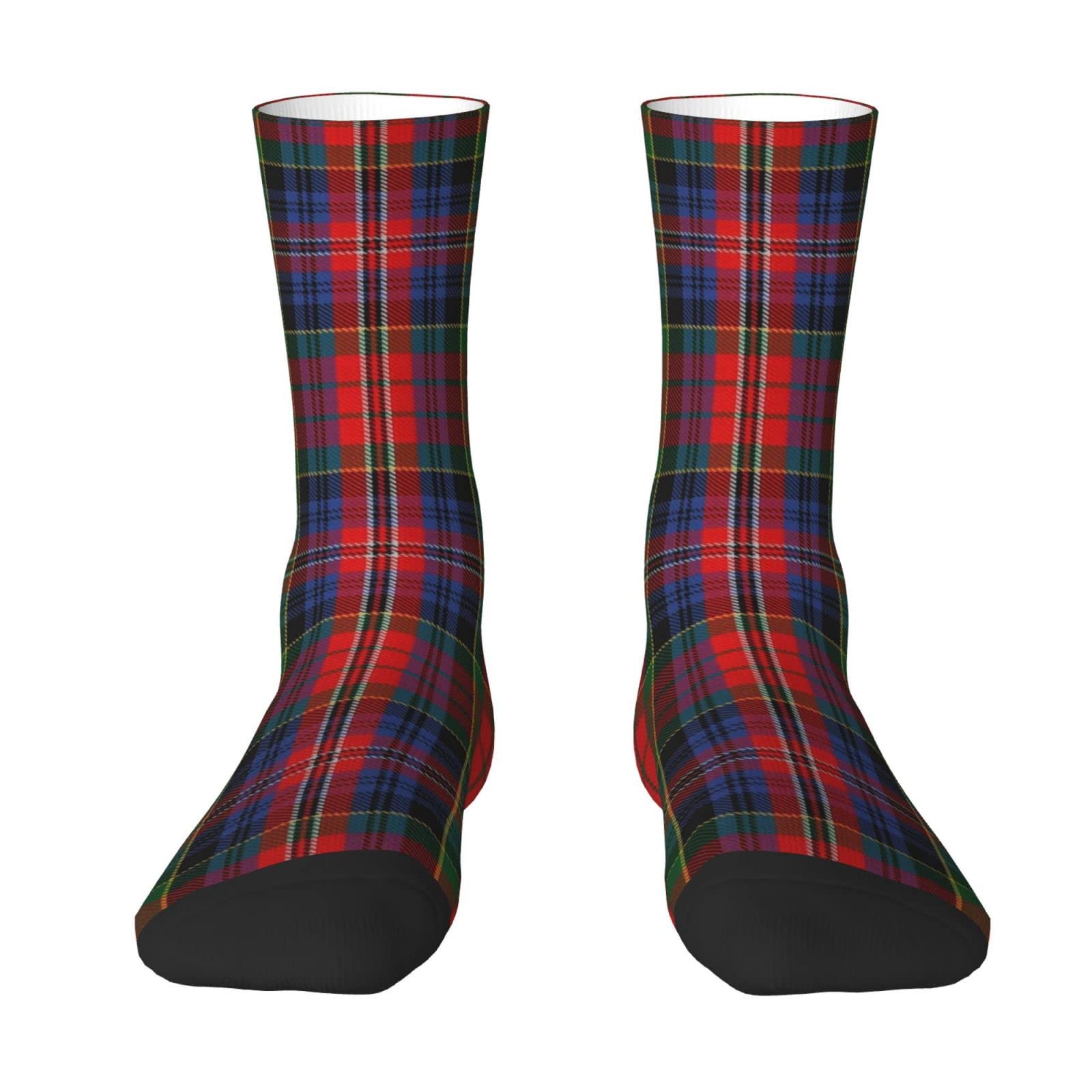 Oudrspo Scottish Clan Macpherson Red Tartan Plaid Men & Women Crew Socks,Tartan Plaid Novelty Fashion Casual Crew Tube Sock Athletic Sports Dress Socks