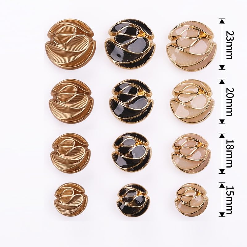 20 piezas arrugadas, for ropa, cárdigans, abrigos(Black,18 mm)