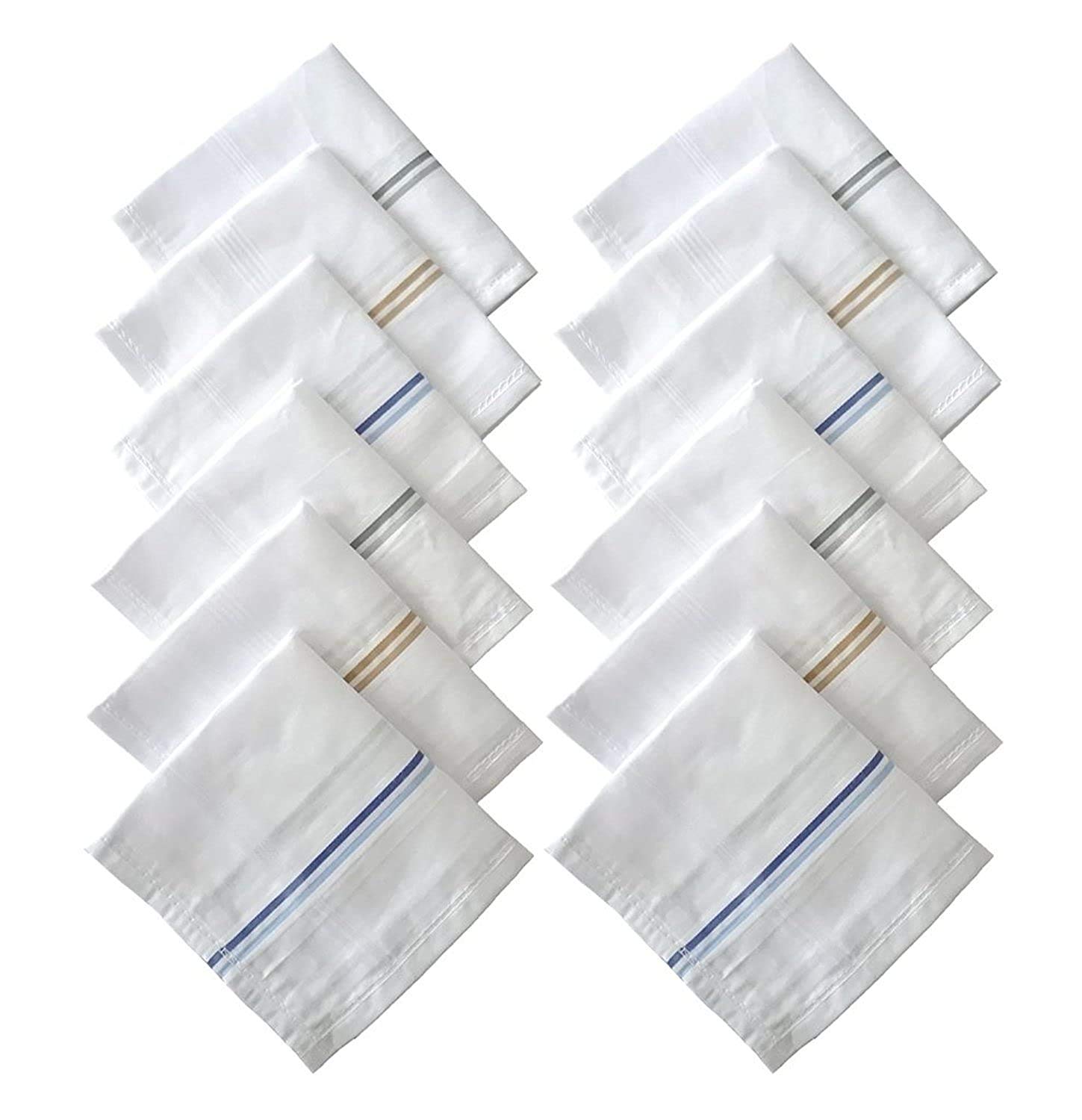 Cotton Handkerchiefs For Men, Premium Collection Handkerchiefs - Pack of 12 - XL King Size.-image-20