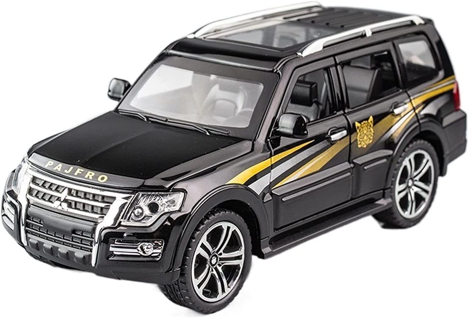 Simulation Alloy Die Cast Mini Car Model Toy Cars 1:32 For Mitsubishi PAJERO SUV Alloy Car Model Diecast Toy Off-road Vehicles Model Collection Sound Light Kids Gift (BLACK)