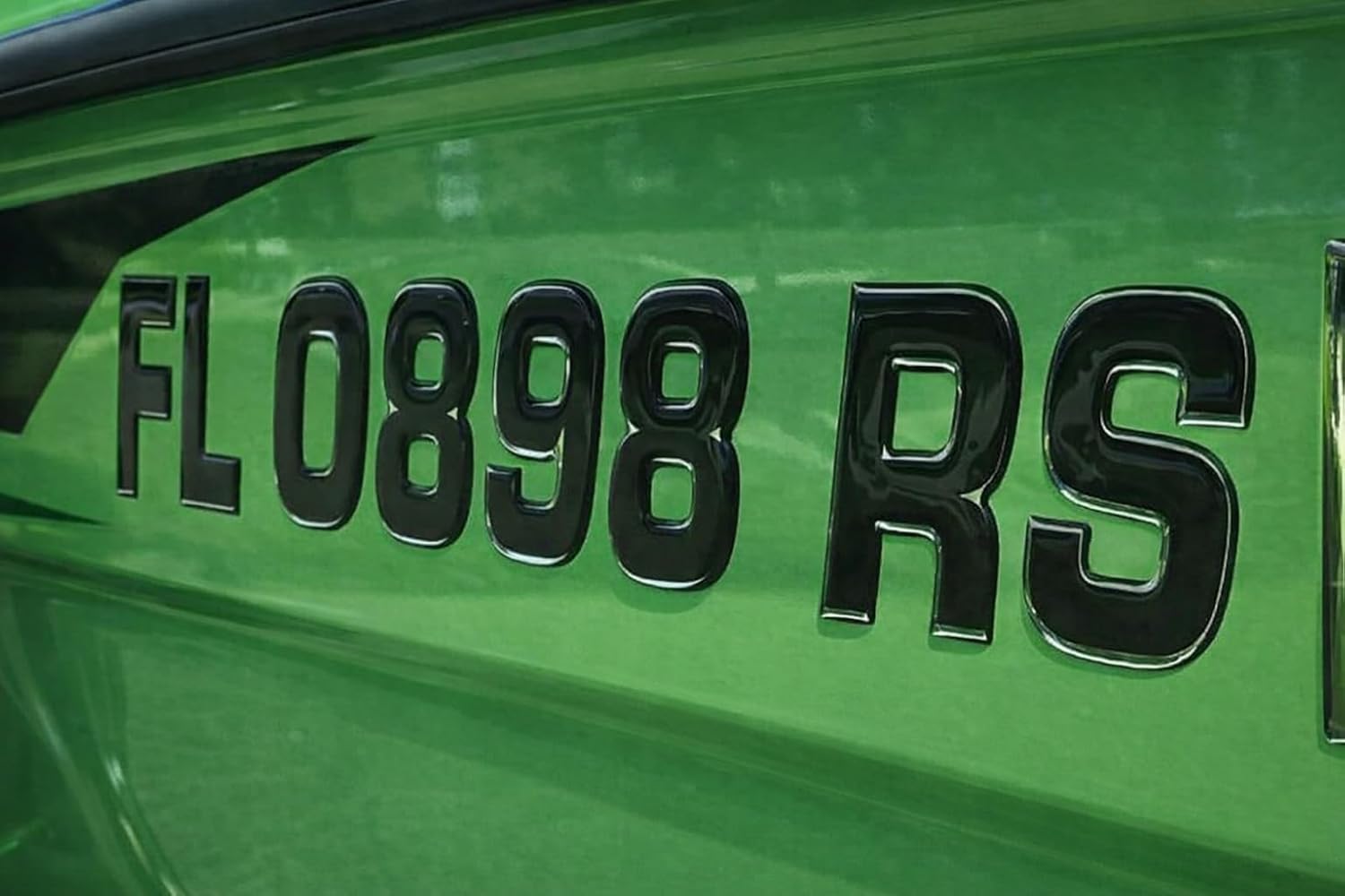 Boat & Jetski Registration Numbers - Domed/Raised Decal (16 pcs) Black Center/Chrome Outline (Wake Series)