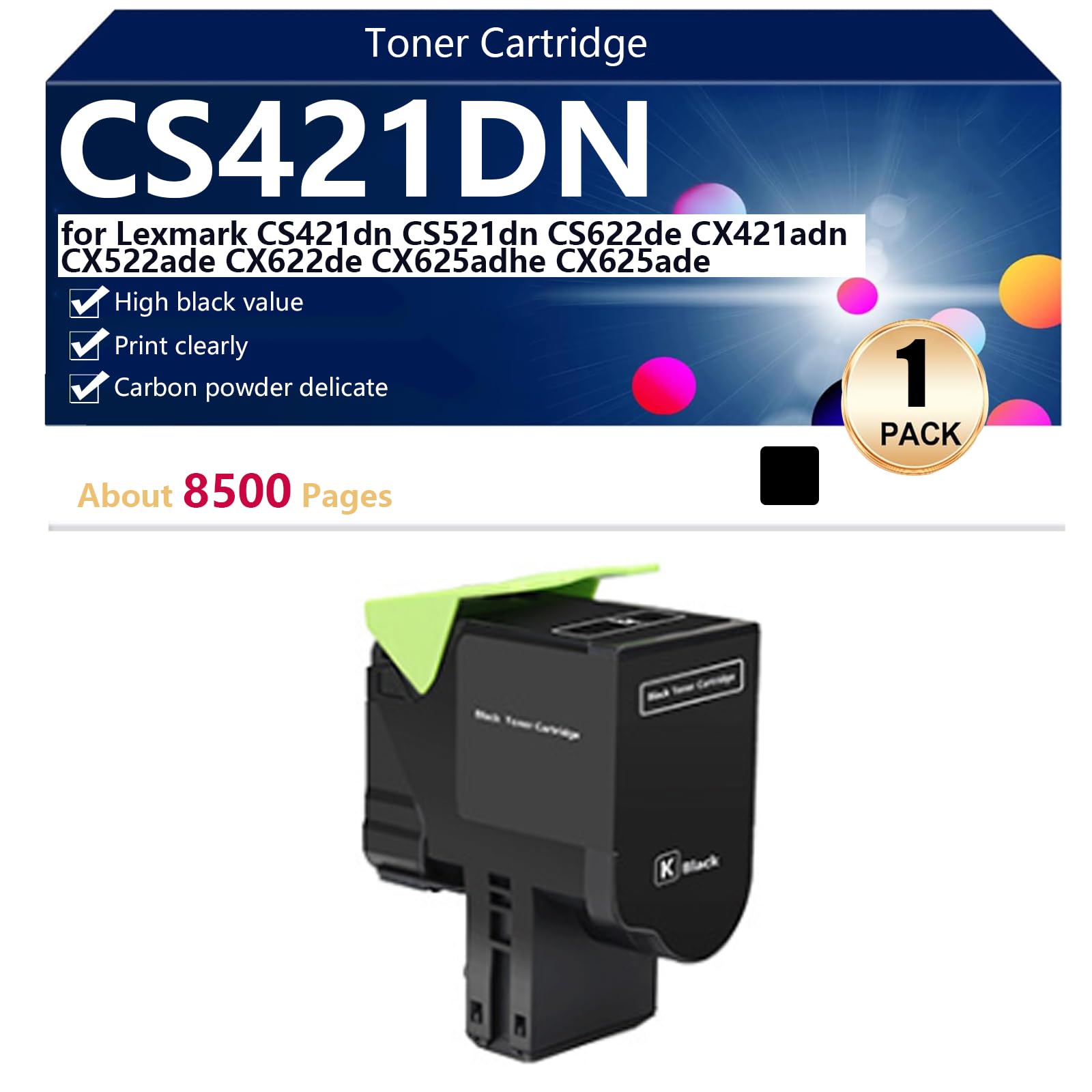Toner CS421DN haute capacité noir pour impression nette Lexmark CS521dn - 8
