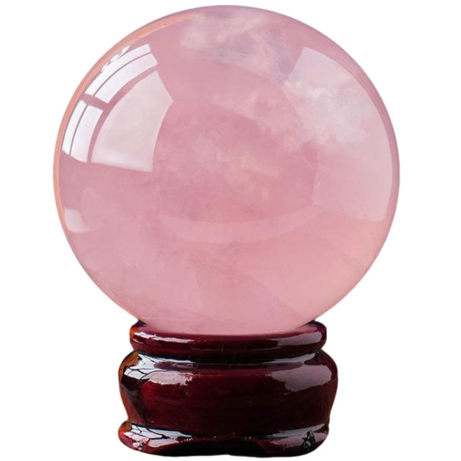 DQFOCPHHAA Big Crystal Ball Polished Rose Quartz Sphere Decorative Sphere Crystals Ball with Wooden Stand Ith Wooden Standhealing Stone Crafts Home Decor Ornament Gifts,90mm