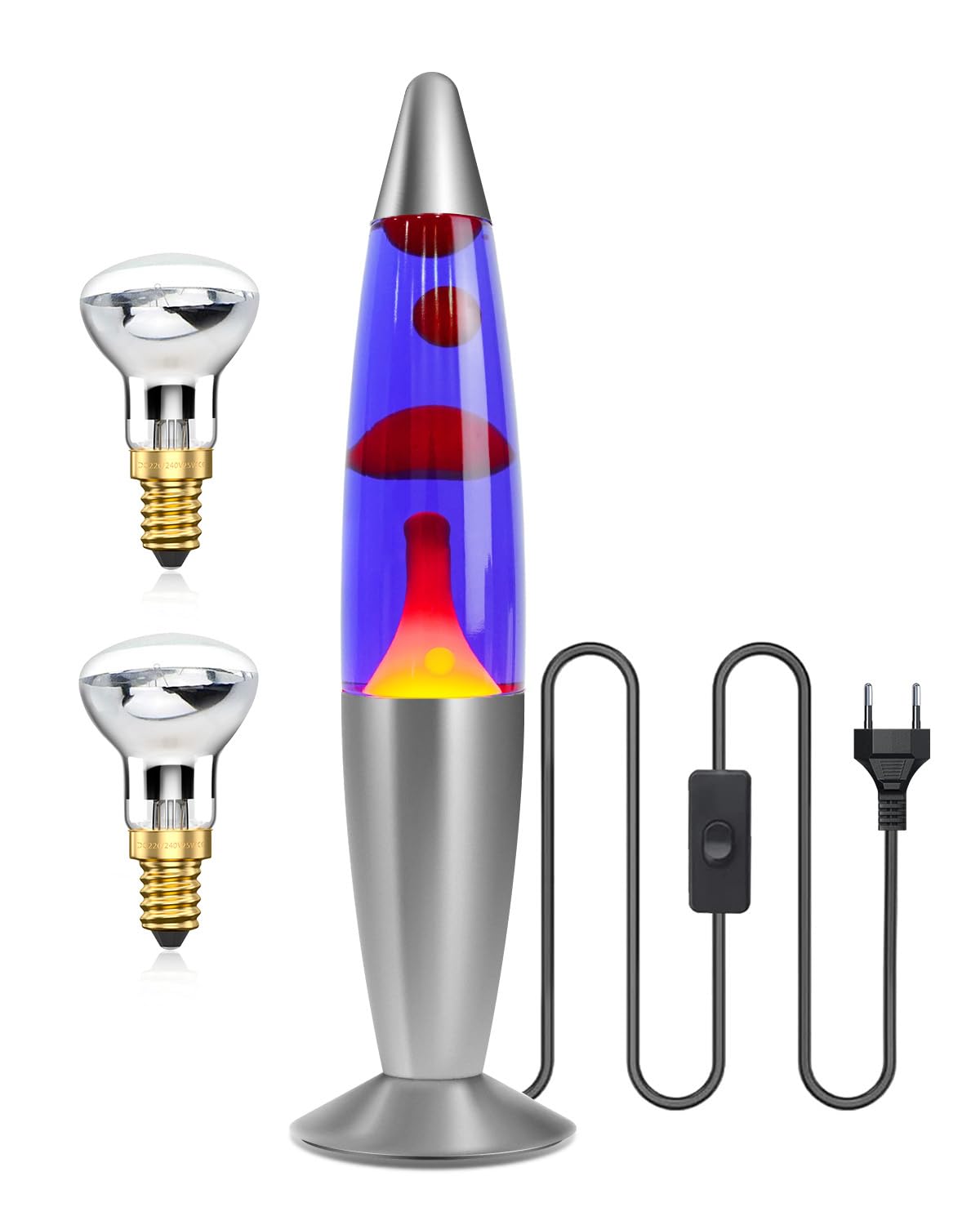 Luxvista 13'' Lámpara de Lava en Rojo y Morado para Adultos y Niños 34cm Lava Lamp Decorativa Iluminación Ambiental para el Hogar, Sala de Juegos, Fiesta, Idea de Regalo