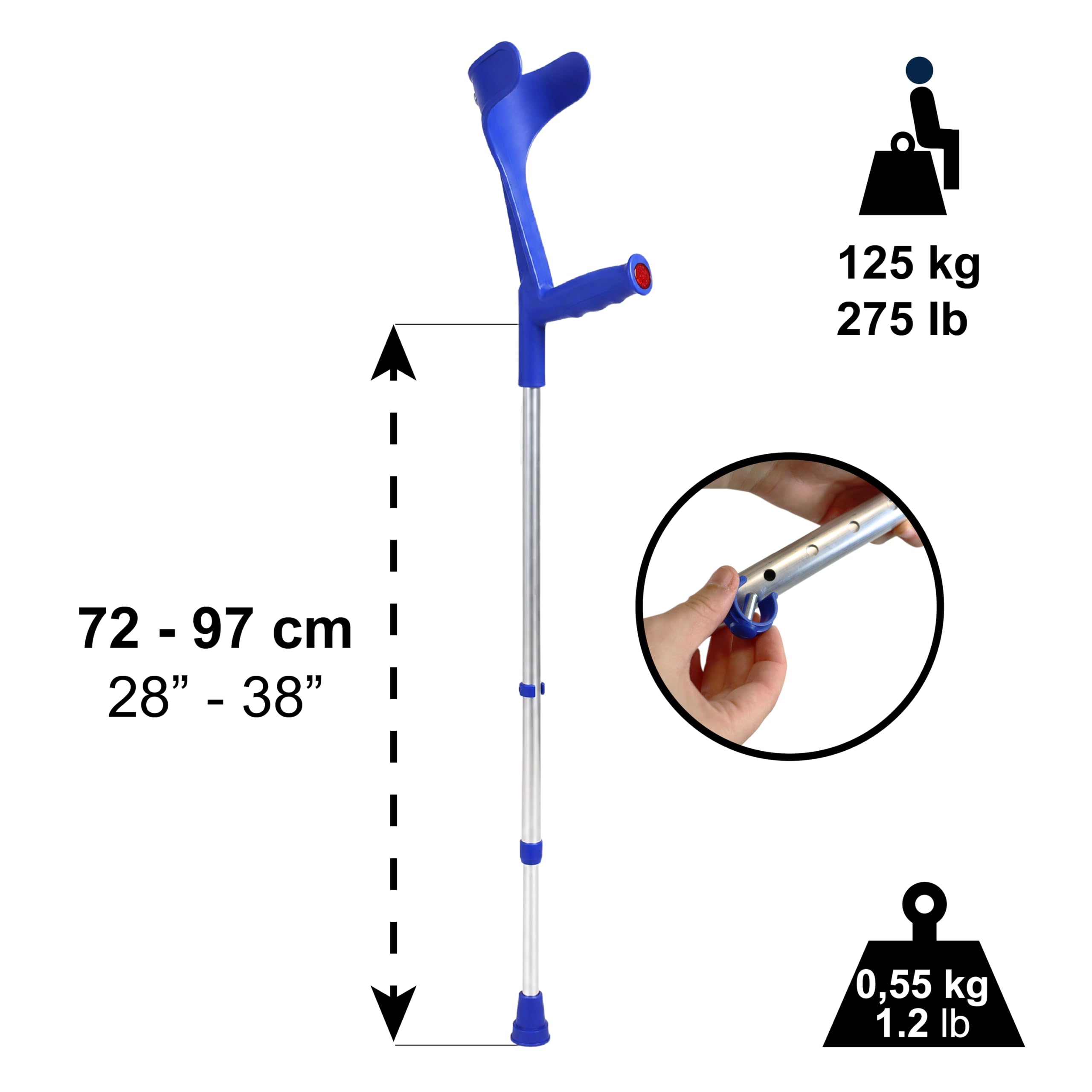 PEPE Mobility - Béquilles Médicales Adulte, Cannes Anglaises, Canadiennes, 2 Unités Bleu