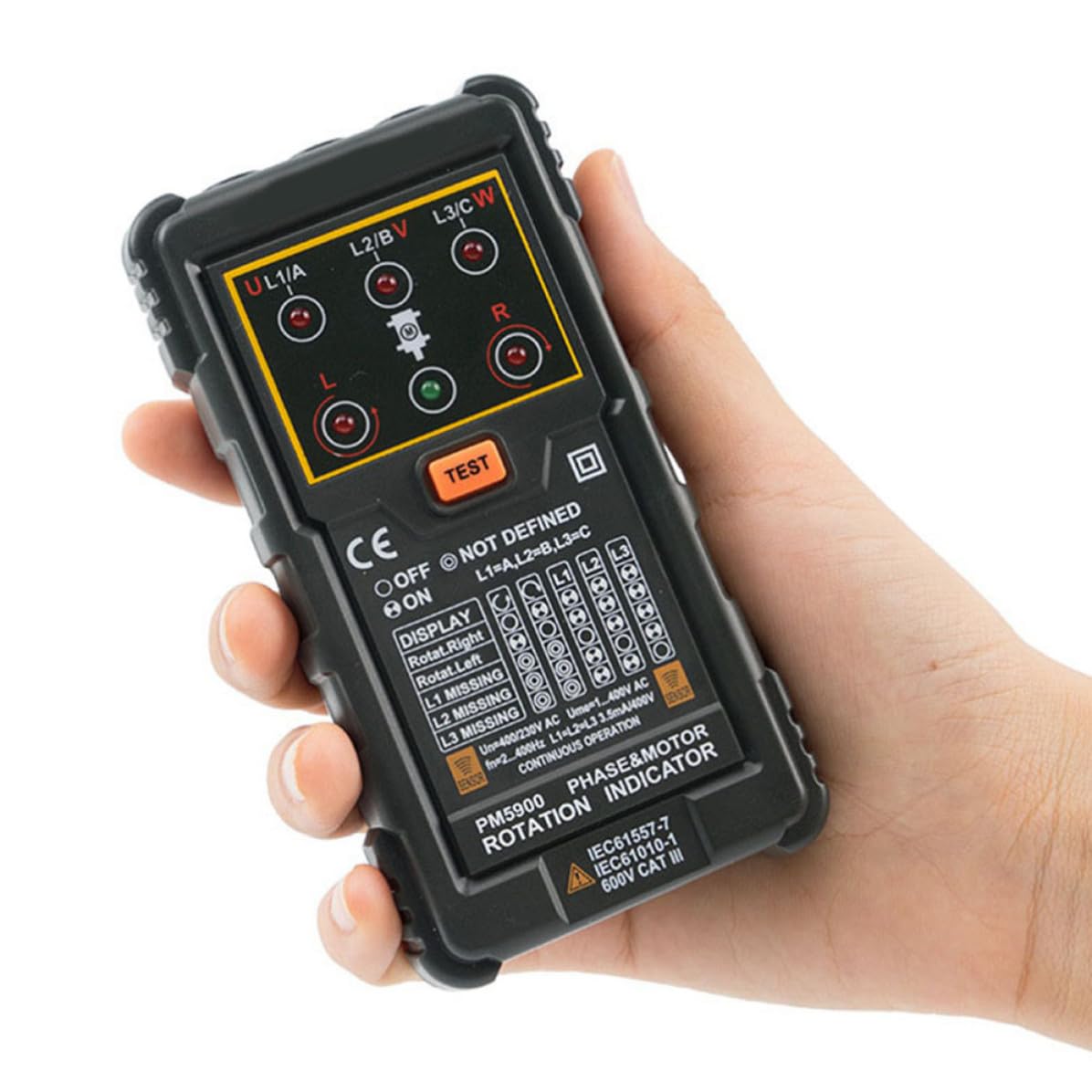 STOBAZA Portable Three Phase Motor Rotation Indicator and Sequence Tester Quick Measurement and Two Detection Methods for Electrical System Repair and Maintenance