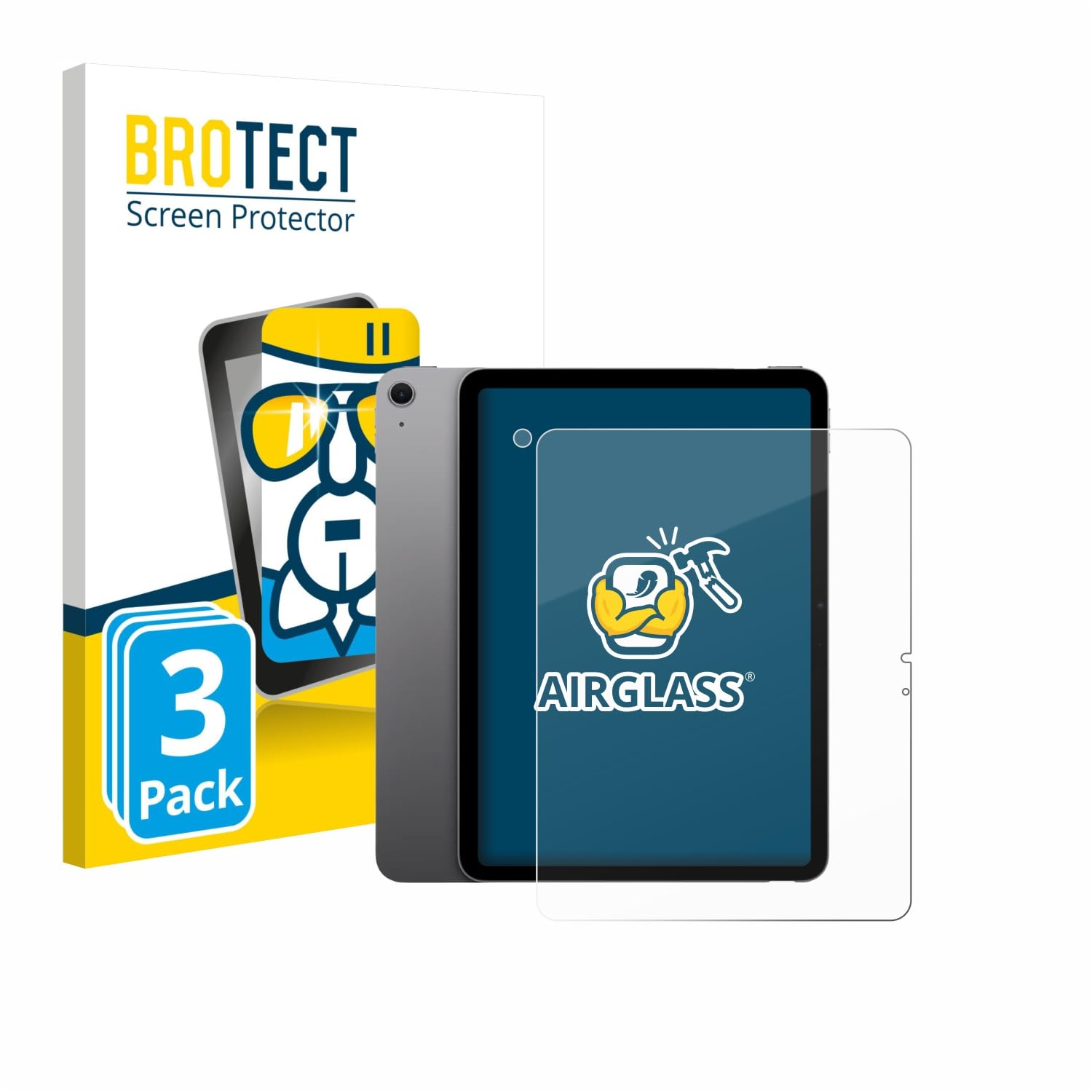 brotect 3 Pezzi Pellicola Vetro per Apple iPad Air 13" M4 2026 | (Fronte+Fotocamera) Chiara Protezione Schermo Made in Germany, Durezza 9H Anti-Graffio Glass Screen Protector