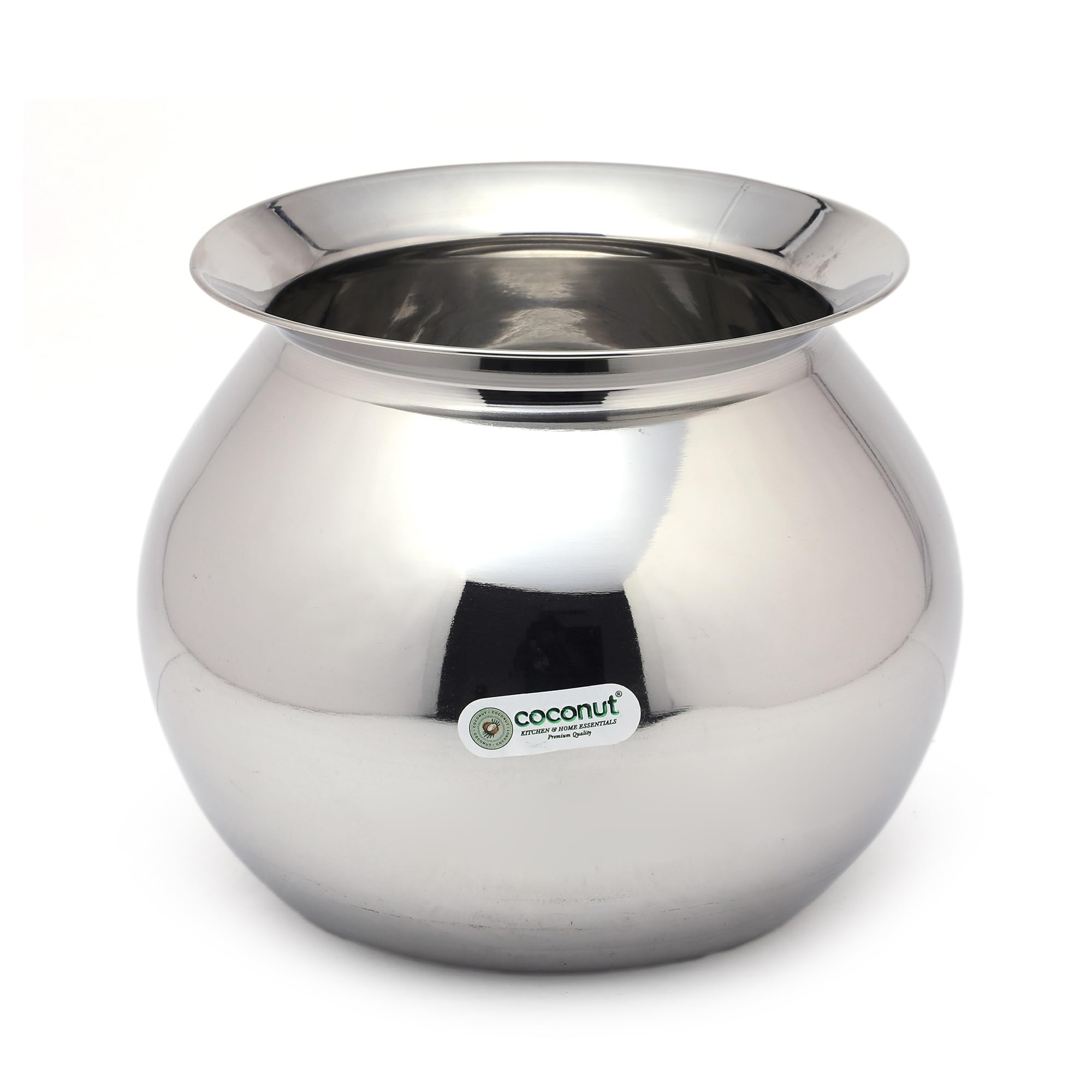 Coconut Stainless Steel Heavy Gauge Pongal Pot | Gundu Balloon Handi | Multipurpose Steel Cooking Vessel | Rust Resistant, Durable Kitchen Pot for Daily & Festival Use (9000ml)-image-6