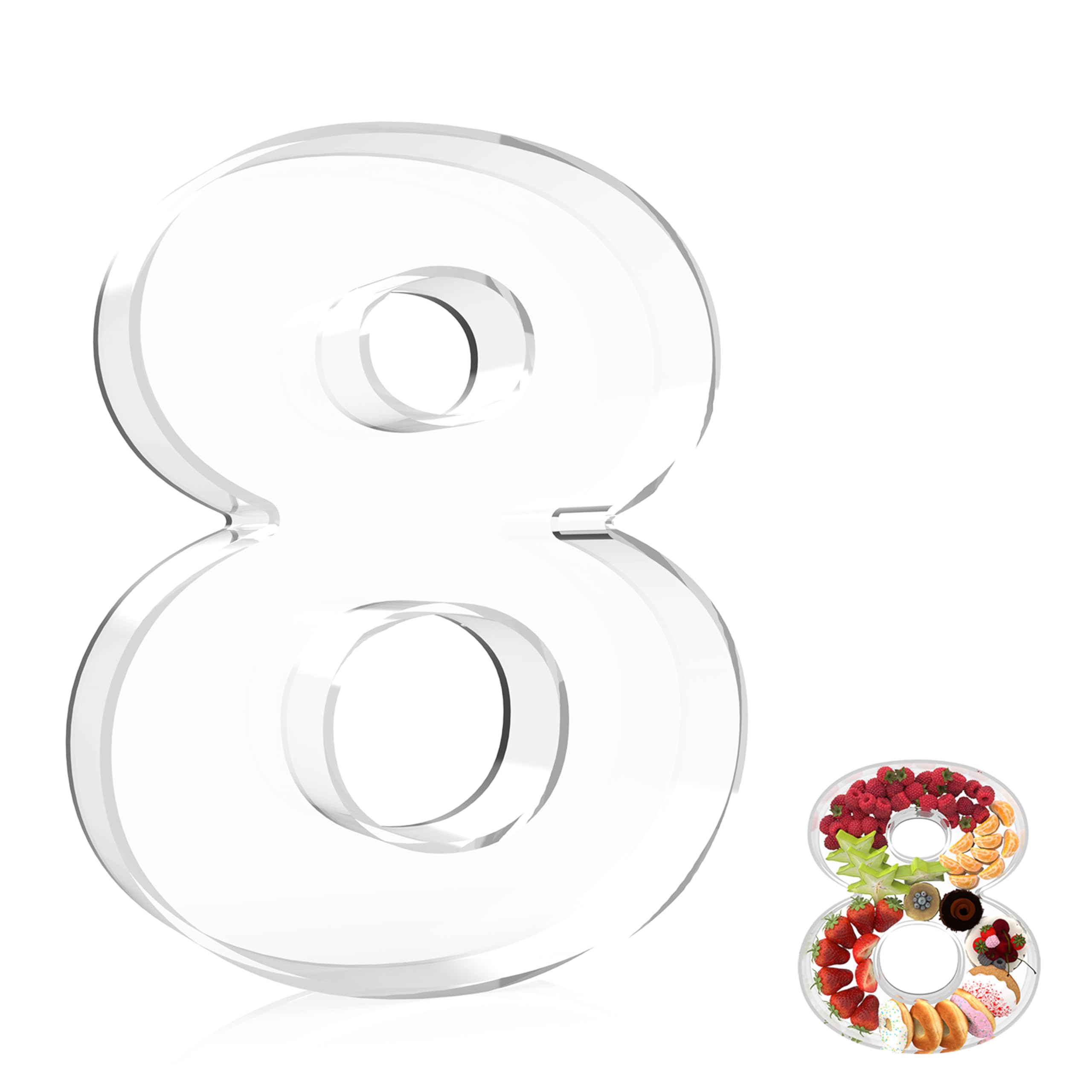 Photo 1 of 13.8" Extra Large Acrylic Number Charcuterie Board Box, Reusable Fillable Number Cake Candy Dish Display Serving Tray for Birthday Anniversary Party Decoration (8)