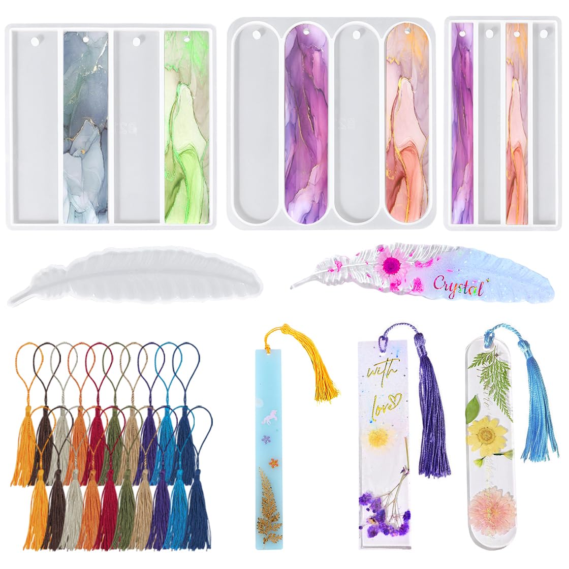 24PCS Bookmarks Silicone Mold with Tassel