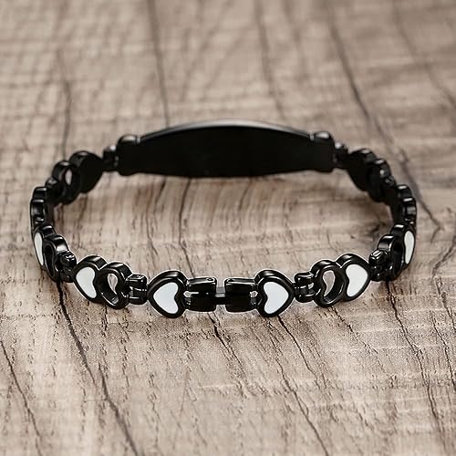 Miniatura 3 de Pulseras de alerta médica de corazón para mujeres pulseras médicas con grabado personalizable gratuito