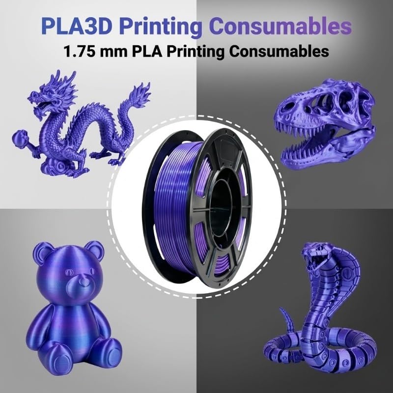 Image of Silk PLA 3D Printing Filament 1.75mm Filajoy3D 3D Printing Filament 1KG, Dimensional Accuracy ±0.03mm, Compatible with Most FDM 3D Printers, Blue-Purple