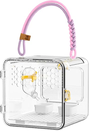 Portable Bird Carrier Cage - Complete Set Parrot Travel Box, Includes Water Bottle with Food Bowl, Ventilated Design with Secure Lock, Conure Transport Outdoor Carrier, Pet Cage for Parakeets