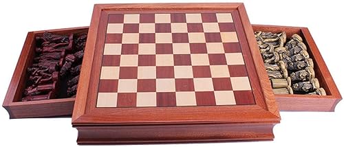 Miniatura 5 de ATAAY Juego de ajedrez de madera maciza con cajón, piezas de ajedrez retro de resina antigua de Roma ajedrez, juego de ajedrez, juego de ajedrez,
