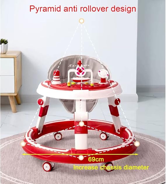 LEIYTFE Foldable Activity Toddler Walker 2 in 1 Walkers for Boys and Girls Multi-Purpose Adjustable Walker from 6 Months,Baby Bouncers | Push Walker (Color : Blue)