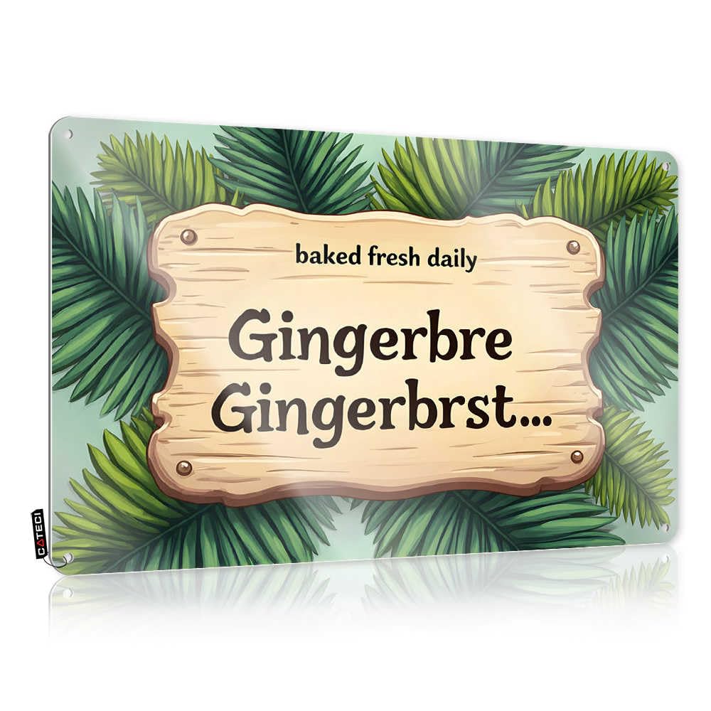 Fzfn Colour Posters Bar Room Decor Wall Decor | Gingerbread Delights: Freshly Baked Daily! Weathered For Cave Home(20X30cm)