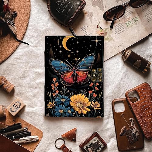 Image of DI-KRAFT Customize Diary with Name with Beautiful UV Prints | Customized Leather Writing Diary Unruled White Paper Journal Personal Notepad Sheets Daily Planner for Gifting (Pattern 18)