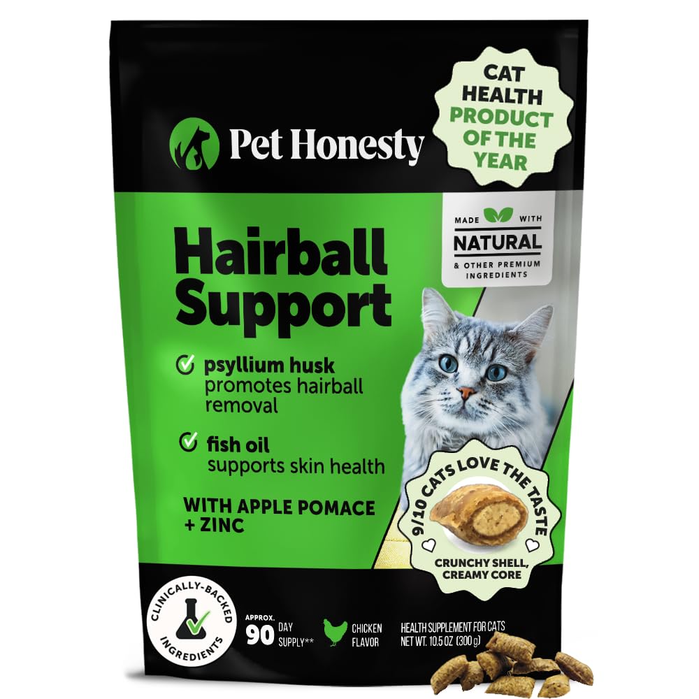 Cat Hairball Support Crunchy & Creamy Chews, Hairball Remedy Cat Treats, Furball Treatment, Supports Skin & Coat, Digestion, Vitamins & Hairball Medicine, Chicken (90-Day Supply)