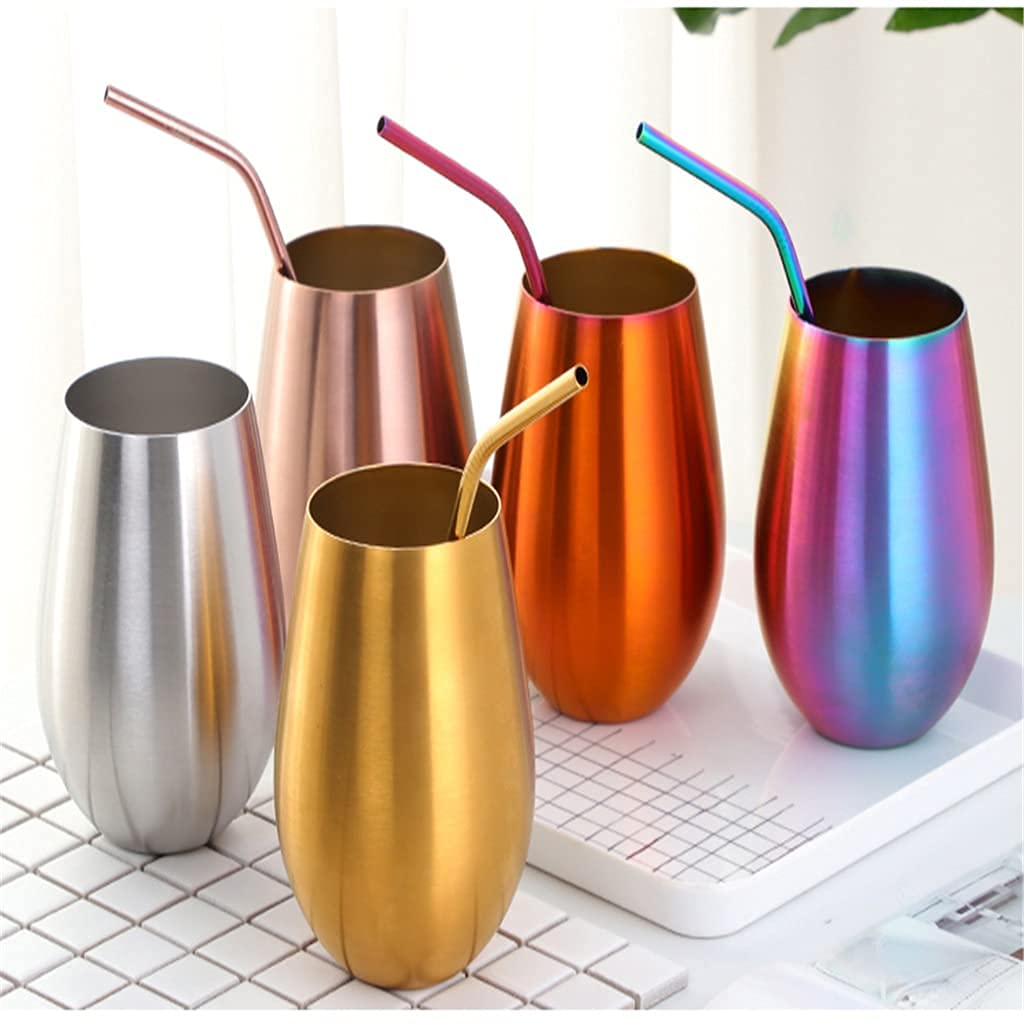 Coctelera 500Ml Cerveza de Acero Inoxidable Copa de Vino Vaso de Cerveza de Oro Rosa Cóctel Jugo de Leche Taza de Metal para Bar Bebidas al Aire Libre (Tamaño : C) (E)