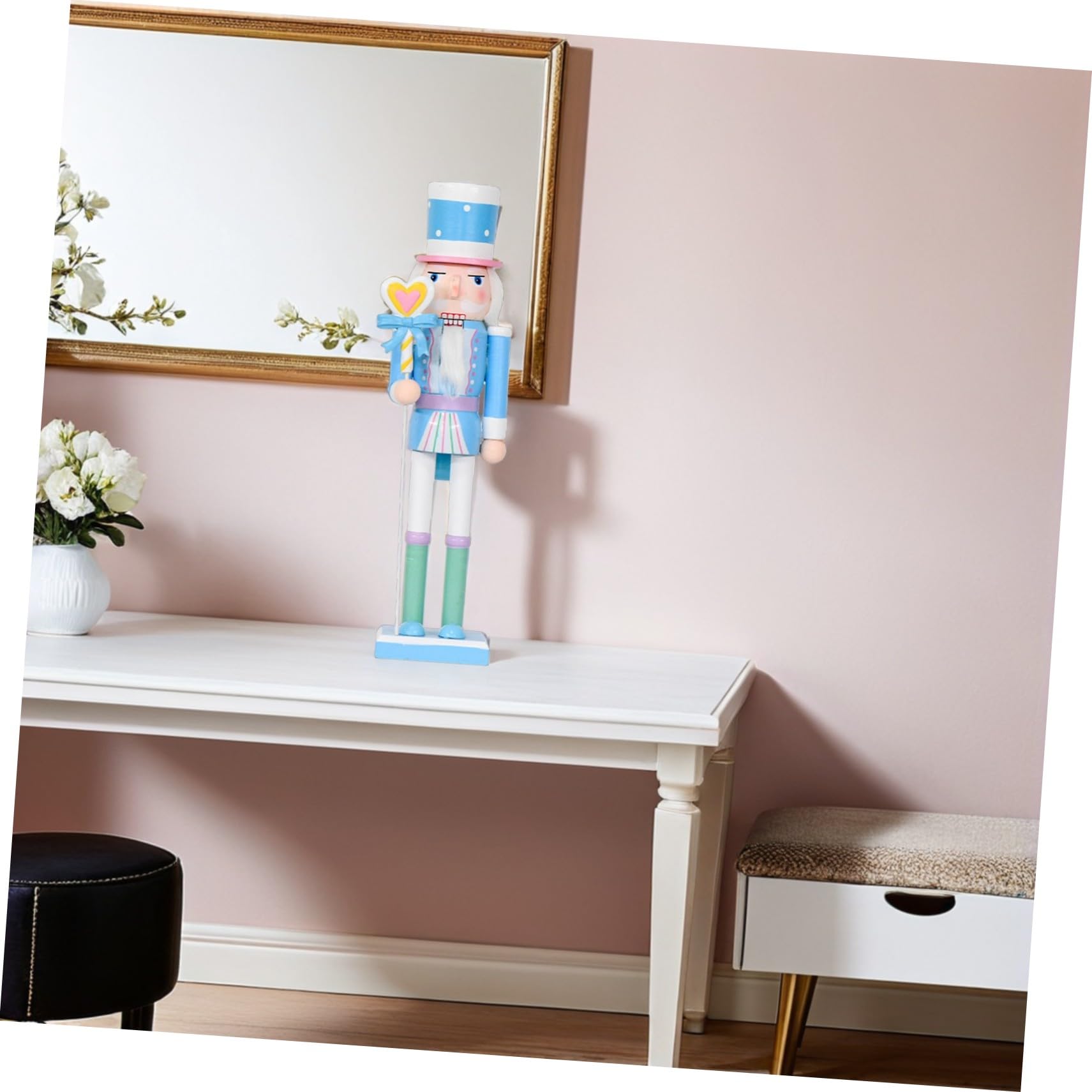 Cabilock 2pezzi Statuette in Legno dello Schiaccianoci Color Pastello per Decorazione da Tavolo per Feste di Natale Figure di Caramelle Schiaccianoci in Piedi