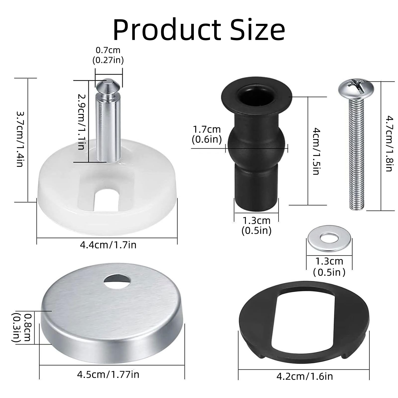 Universal Toilet Seat Fixings Kit, Heavy Duty Quick Release Toilet Seat Hinges & Bolts, Anti-Slip D Shape Toilet Seat Buffers - Image 2