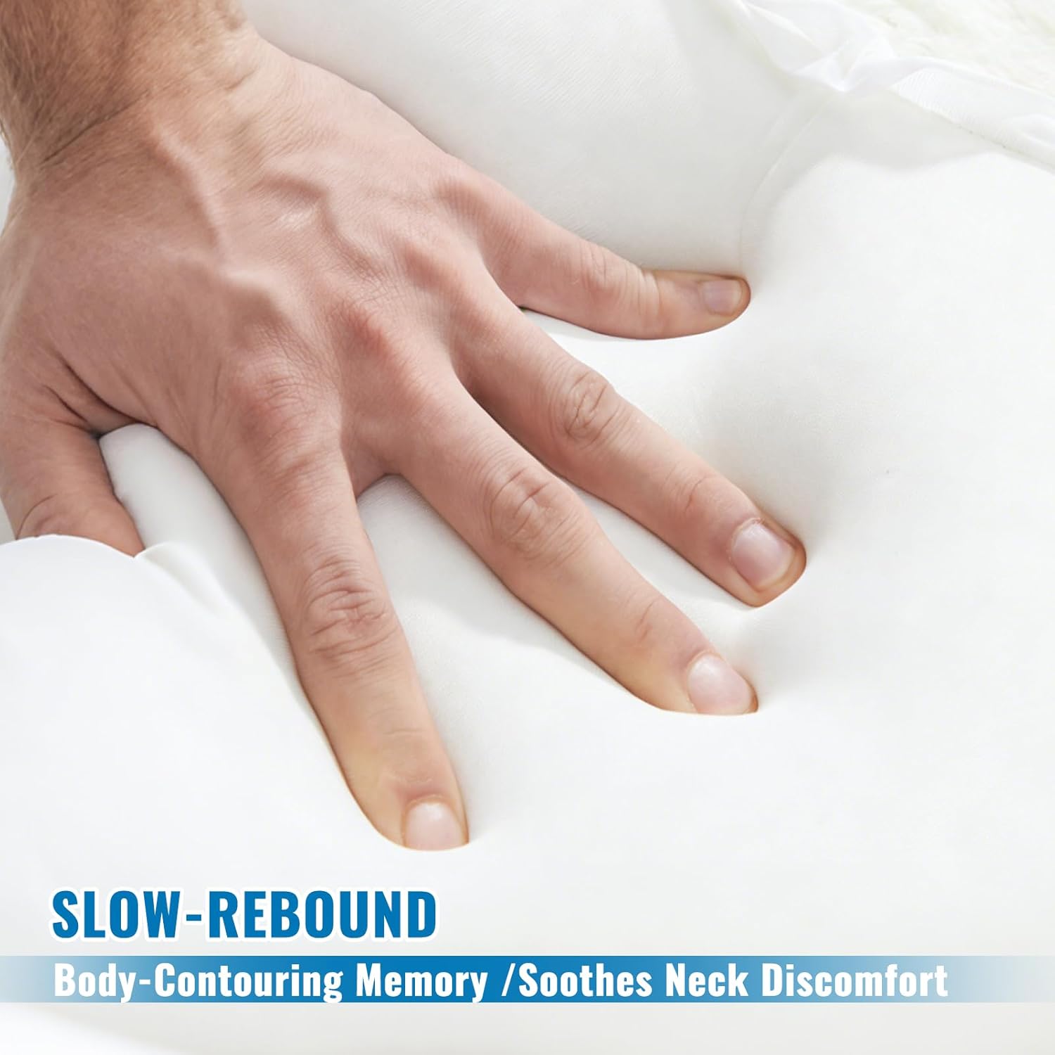 Memory Foam Tri-Functional Contour Pillow for Neck & Shoulder Pain Relief, Ergonomic Cervical Support Pillow for Side and Back Sleepers, Firm Bed Pillow for Deep Sleep, White - Image 5