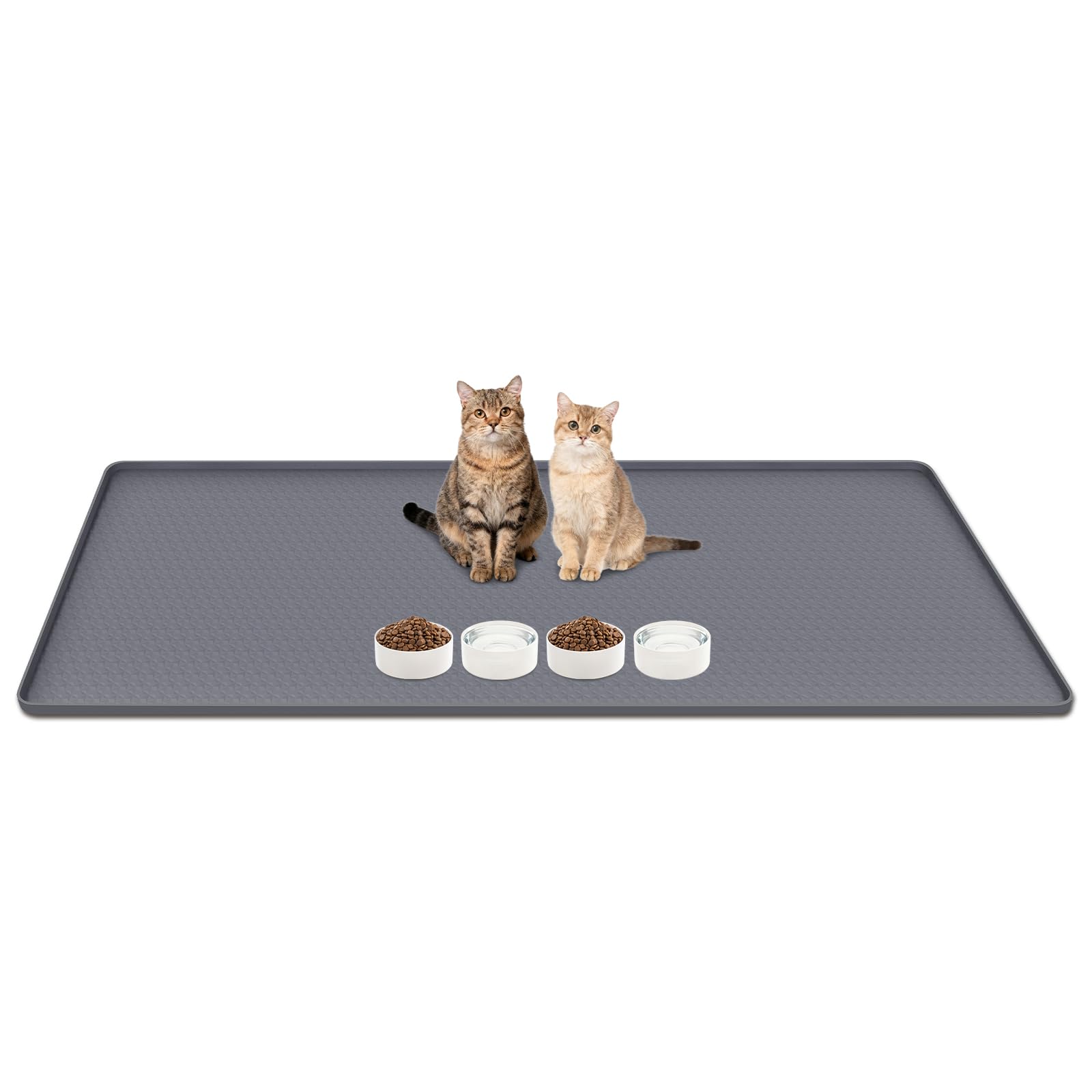 Kalolary Tapis de litière pour chat, extra large, 129,5 x 65 cm, tapis de litière en silicone pour le contrôle des dispersions, imperméable, facile à nettoyer, tapis de piège doux pour les pattes de