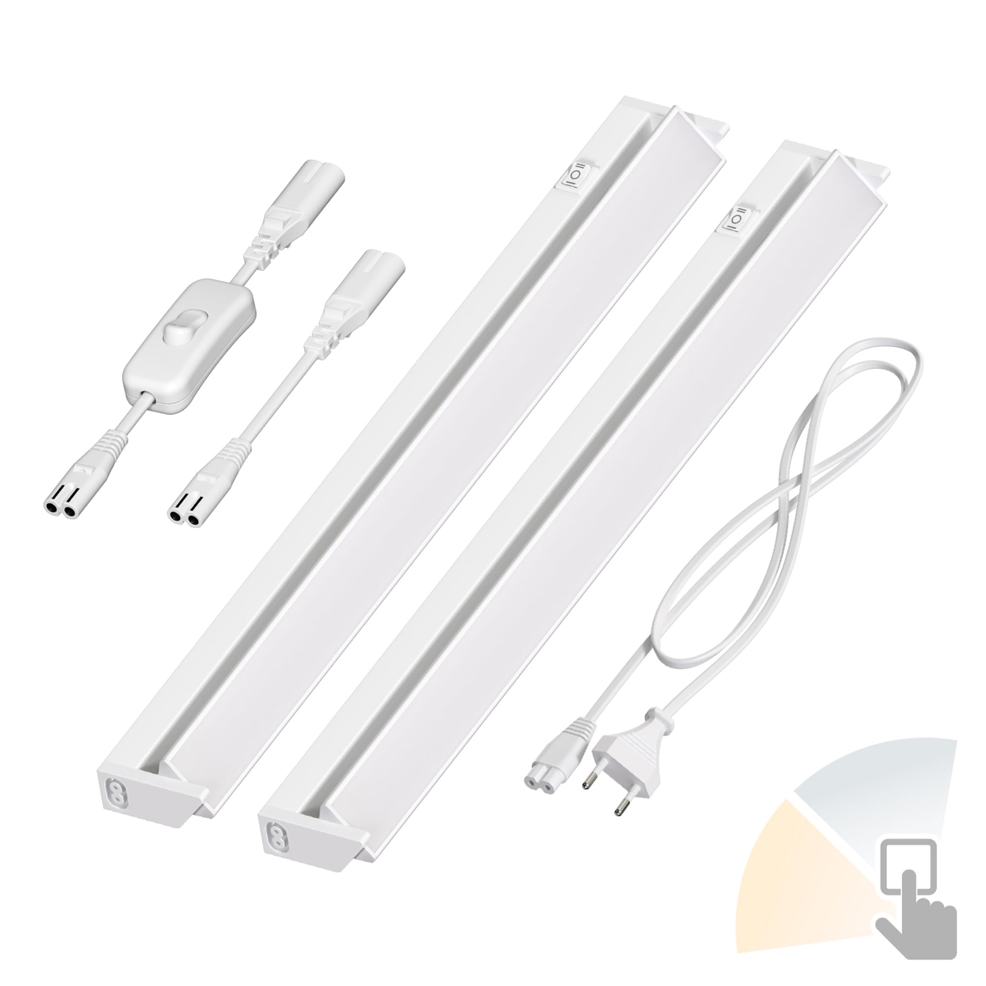 ledscom.de LED Unterbauleuchte LIWO 58cm, schwenkbar, mit Schalter, je 958m, warmweiß/weiß, 2er Set
