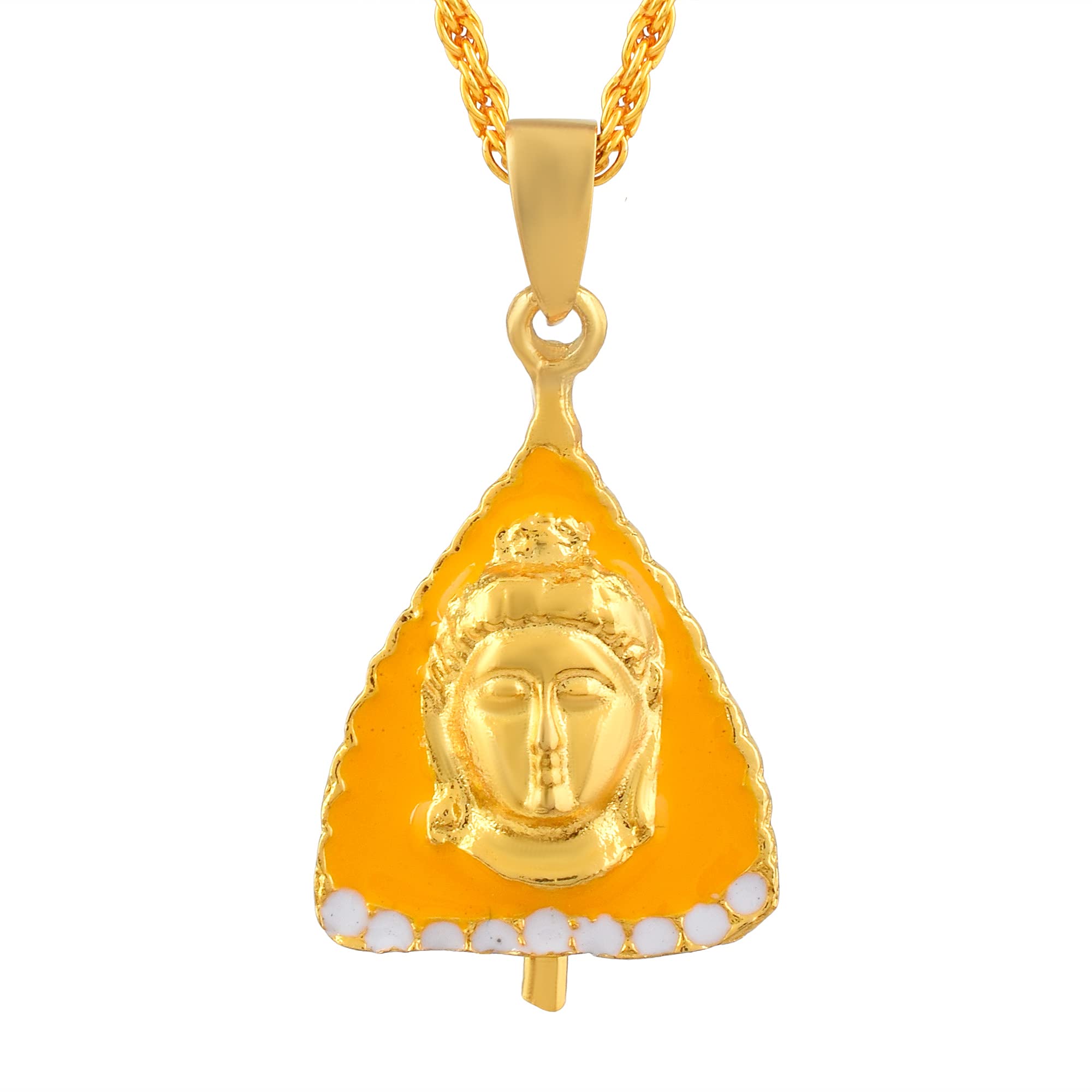 Brass Goldplated Saffron Coloured Bodhi Leaf Lord Buddha Pendant Buddhist jewellery Tibetan (PCOM4430)-image-48