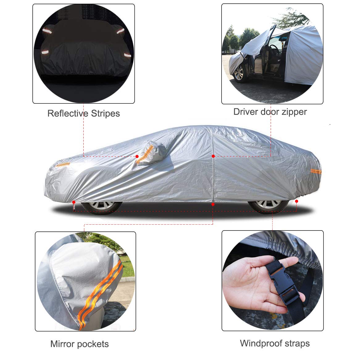Kayme Car Covers for Automobiles Waterproof All Weather Sun Uv Rain